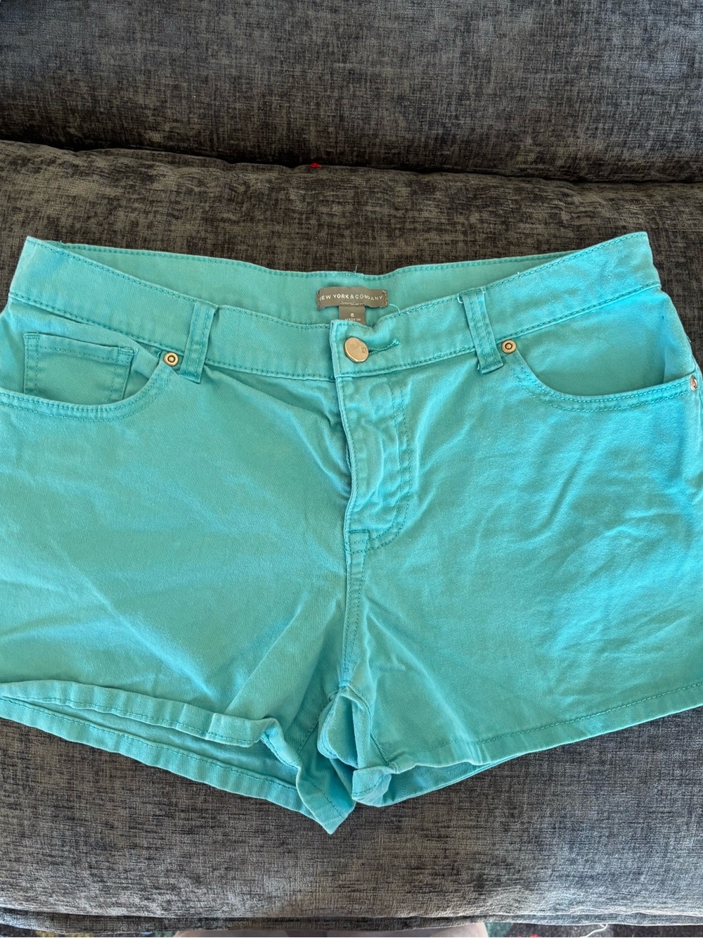 New York & Company Turquoise Denim Jean Shorts size 8